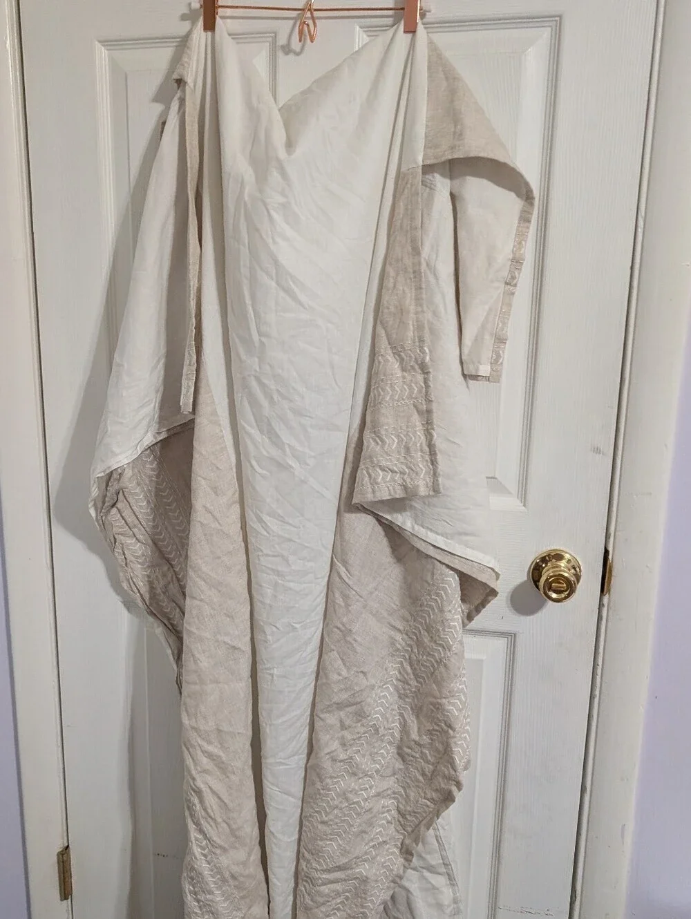 Pottery Barn Kids Crib Skirt Beige Tan Dust Ruffle Cotton Standard 51x27